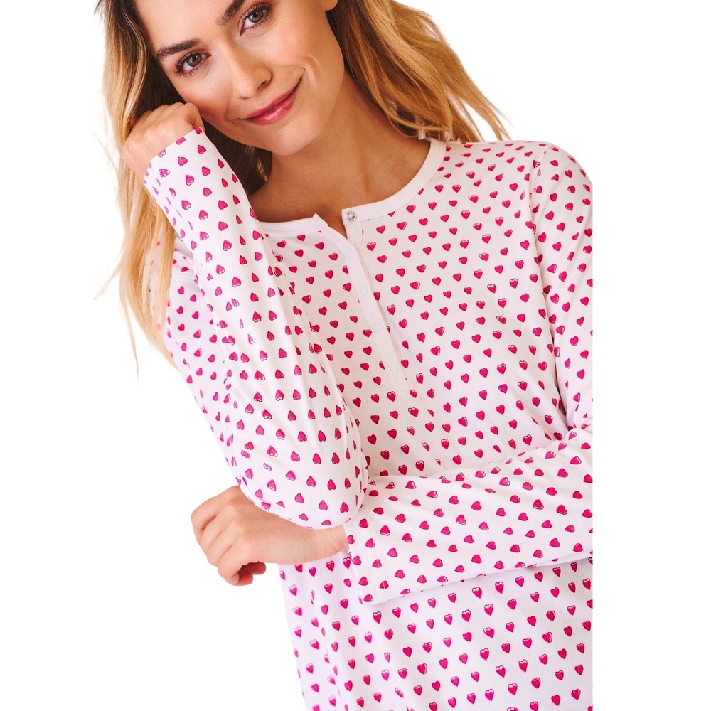 Roller Rabbit XS Womens Hearts Pajamas Top White Red Print‎ Pima Cotton